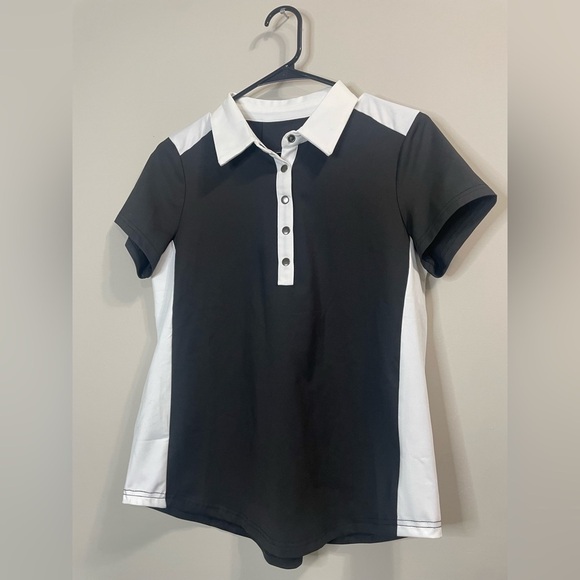 Jack Smith Button Up Black White Short Sleeve Women s Polo Golf Shirt - Picture 4 of 8